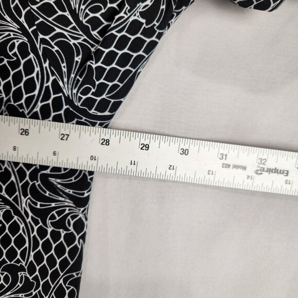 Roaman's Knee Length Button Up Tunic Plus Sz 24W Black White Short Sleeve Flowy - Picture 3 of 7